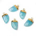18x10mm Gold Leafed Aqua Chalcedony Horn Pendants 1 piece - The Bead Traders