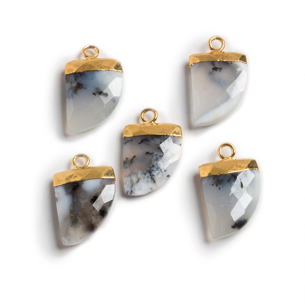 18x10mm Gold Leafed Light Dendritic Opal Horn Pendants 1 piece - The Bead Traders