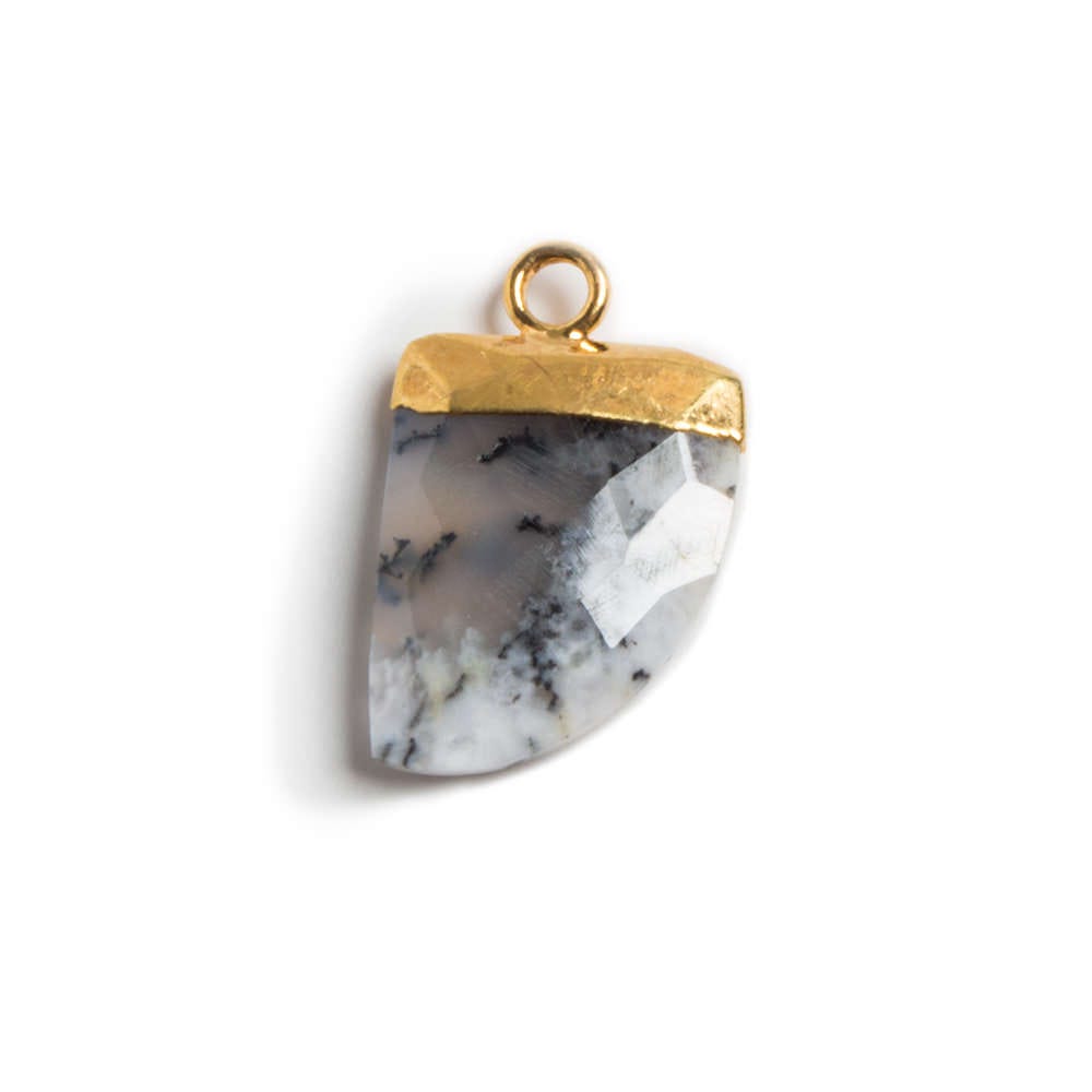 18x10mm Gold Leafed Light Dendritic Opal Horn Pendants 1 piece - The Bead Traders