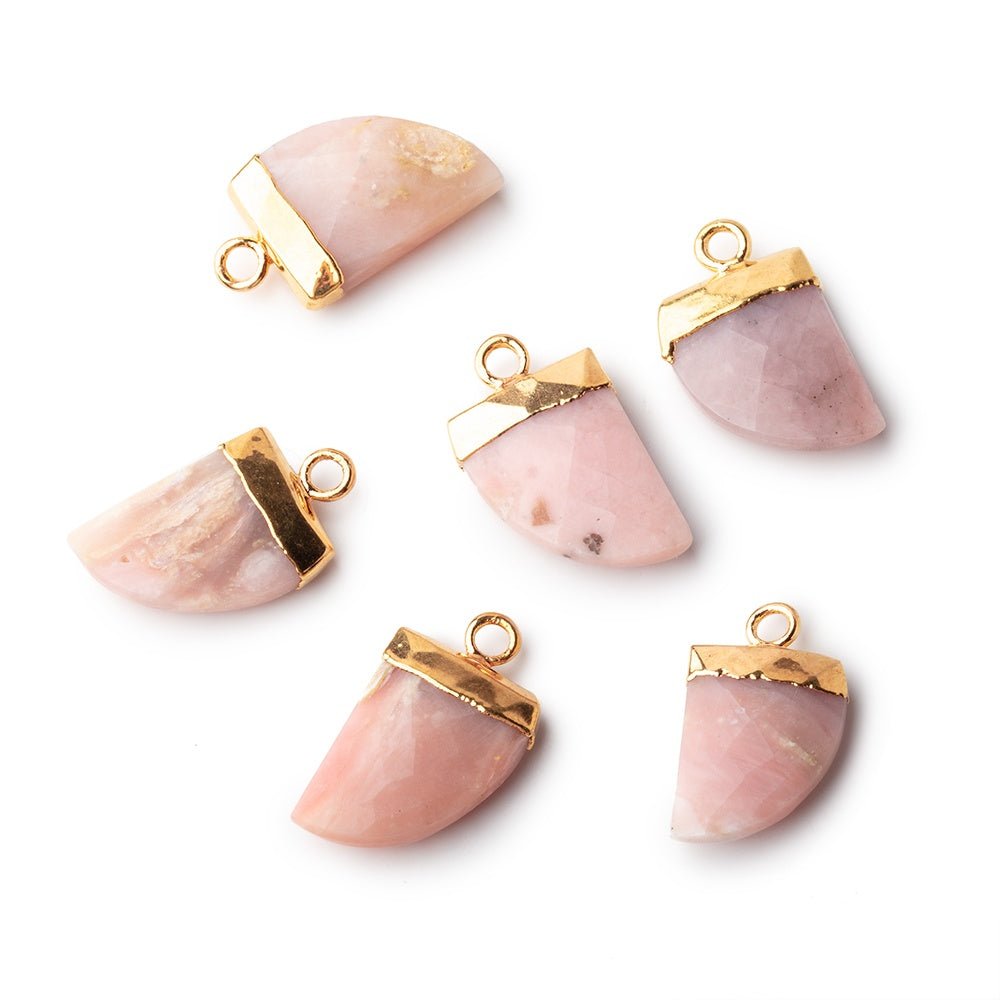 18x10mm Gold Leafed Pink Peruvian Opal Horn Pendants 1 piece - The Bead Traders