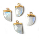 18x10mm Gold Leafed Rainbow Moonstone Horn Pendants 1 piece - The Bead Traders