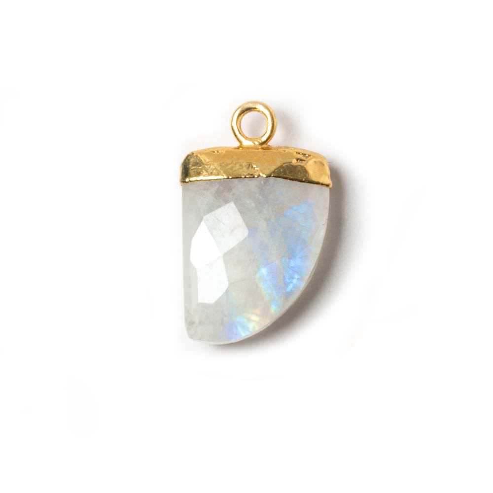 18x10mm Gold Leafed Rainbow Moonstone Horn Pendants 1 piece - The Bead Traders