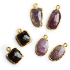 18x10mm Gold Leafed Sapphire Pendants Set of 2 Beads - The Bead Traders