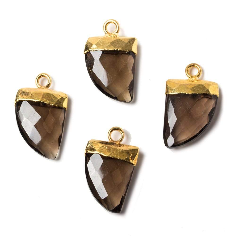 18x10mm Gold Leafed Smoky Quartz Horn Pendants 1 piece - The Bead Traders