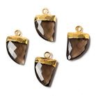 18x10mm Gold Leafed Smoky Quartz Horn Pendants 1 piece - The Bead Traders