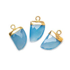 18x10mm Gold Leafed Tip London Blue Chalcedony Horn Pendant 1 piece - The Bead Traders
