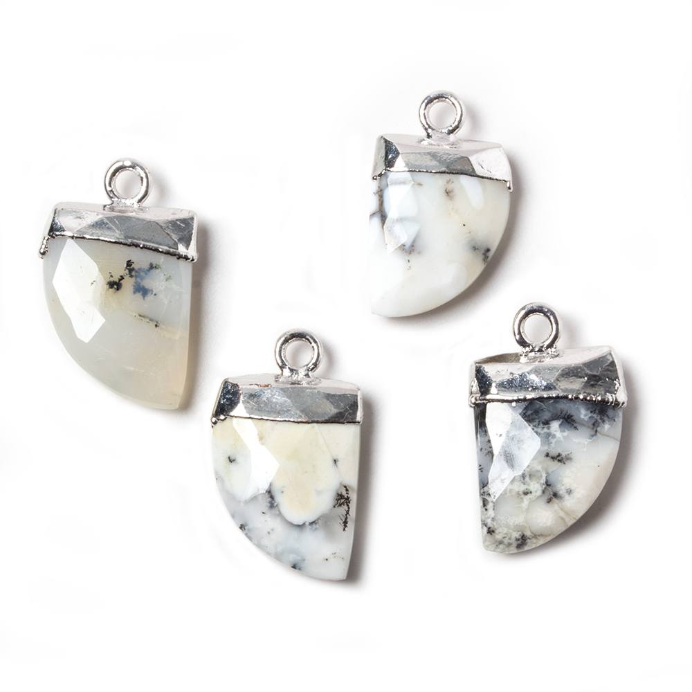 18x10mm Silver Leafed Light Dendritic Opal Horn Pendants 1 piece - The Bead Traders