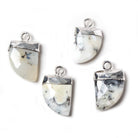 18x10mm Silver Leafed Light Dendritic Opal Horn Pendants 1 piece - The Bead Traders