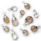 18x10mm Silver Leafed Rutilated Quartz Pear Pendant 1 Bead - The Bead Traders
