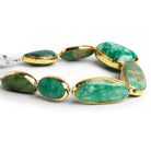 18x12mm Gold Leafed Russian Emerald Nuggets 5 inch 7 beads - The Bead Traders