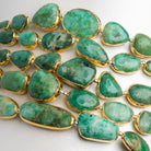 18x12mm Gold Leafed Russian Emerald Nuggets 5 inch 7 beads - The Bead Traders