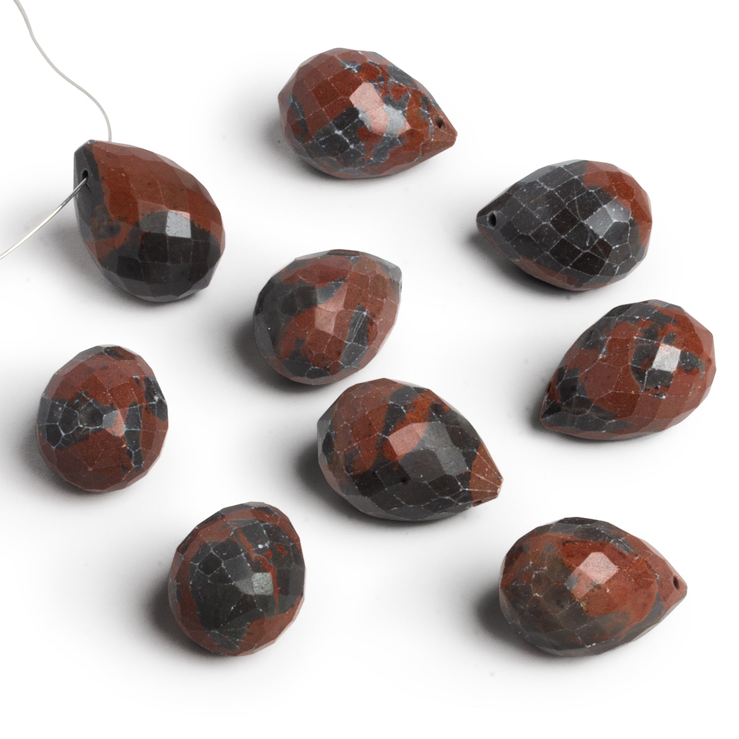 18x12mm Red Jasper Faceted Teardrop Focal 1 Bead - The Bead Traders
