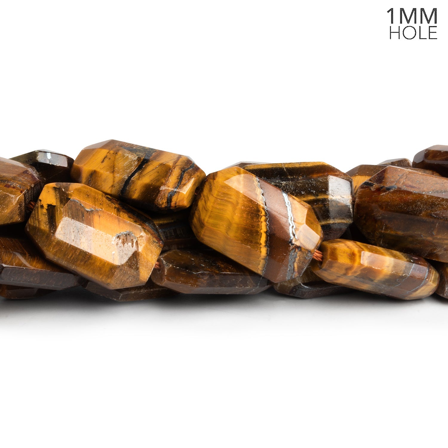 18x12mm Tiger's Eye Faceted Rectangles 16 inch 20 beads - The Bead Traders