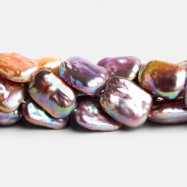 18x12mm Tri Color Rectangle Pearls 15 inch 22 beads
