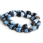 18x13mm Banded Denim Opal Plain Ovals 16 inch 21 beads - The Bead Traders