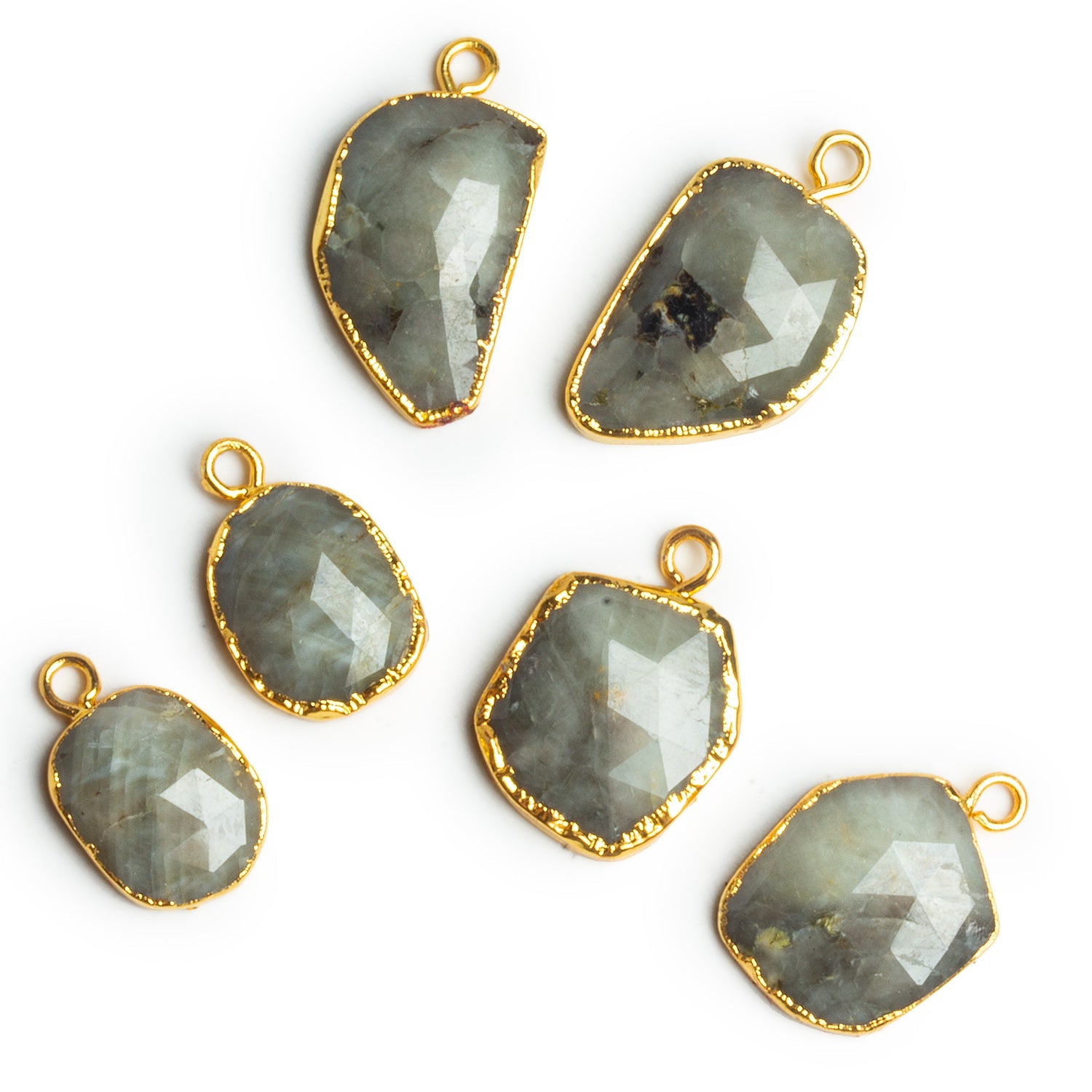 18x13mm Gold Leafed Sapphire Pendants Set of 2 Beads - The Bead Traders