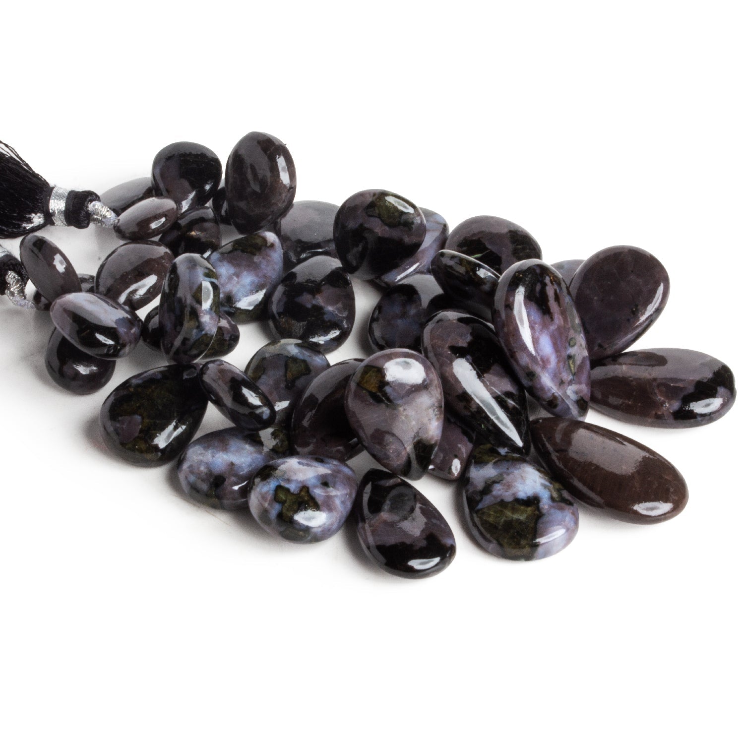18x13mm Indigo Gabbro Plain Pears 7 inch 38 beads - The Bead Traders