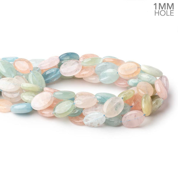 18x13mm Multi Color Beryl Plain Ovals 15.5 inch 23 Beads 1mm Drill Hole