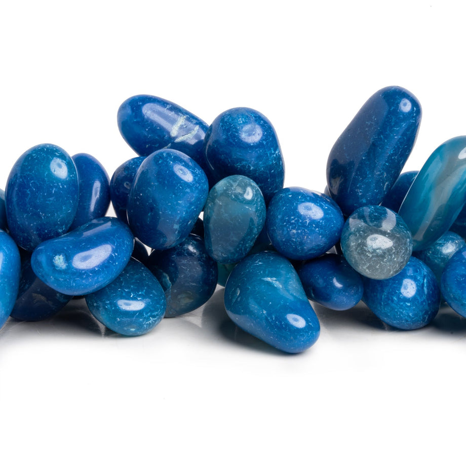 TELO×LOD PRODUCTS fiero Blue Jade 18x13mm Navy Blue Chalcedony Jelly Beans 12 inch 48 beads – The