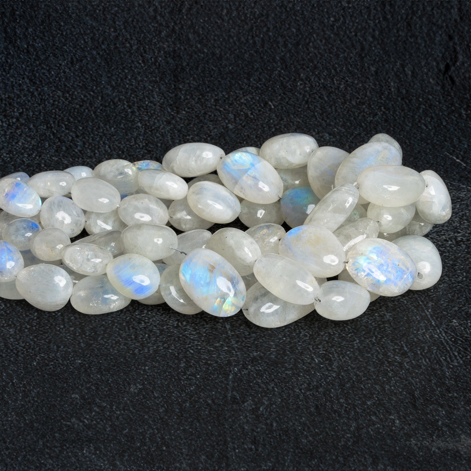 18x13mm Rainbow Moonstone Plain Nuggets 18 inch 30 beads - The Bead Traders
