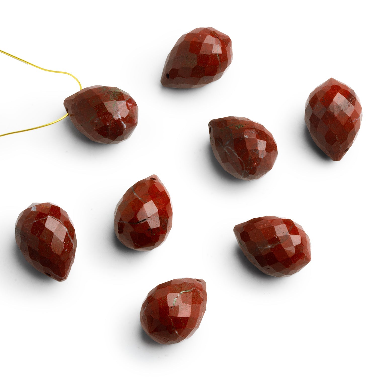 18x13mm Red Jasper Faceted Teardrop Focal 1 Bead - The Bead Traders