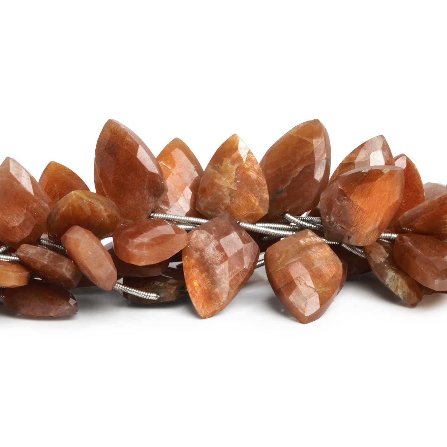 18x13mm Sunstone Top - Drilled Shields 7.5 inch 13 beads - The Bead Traders