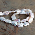 18x13mm White Rectangle Pearls 14 inch 18 beads - The Bead Traders