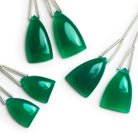 18x14mm Dark Green Chalcedony Shield Focals Set of 2 Beads - The Bead Traders