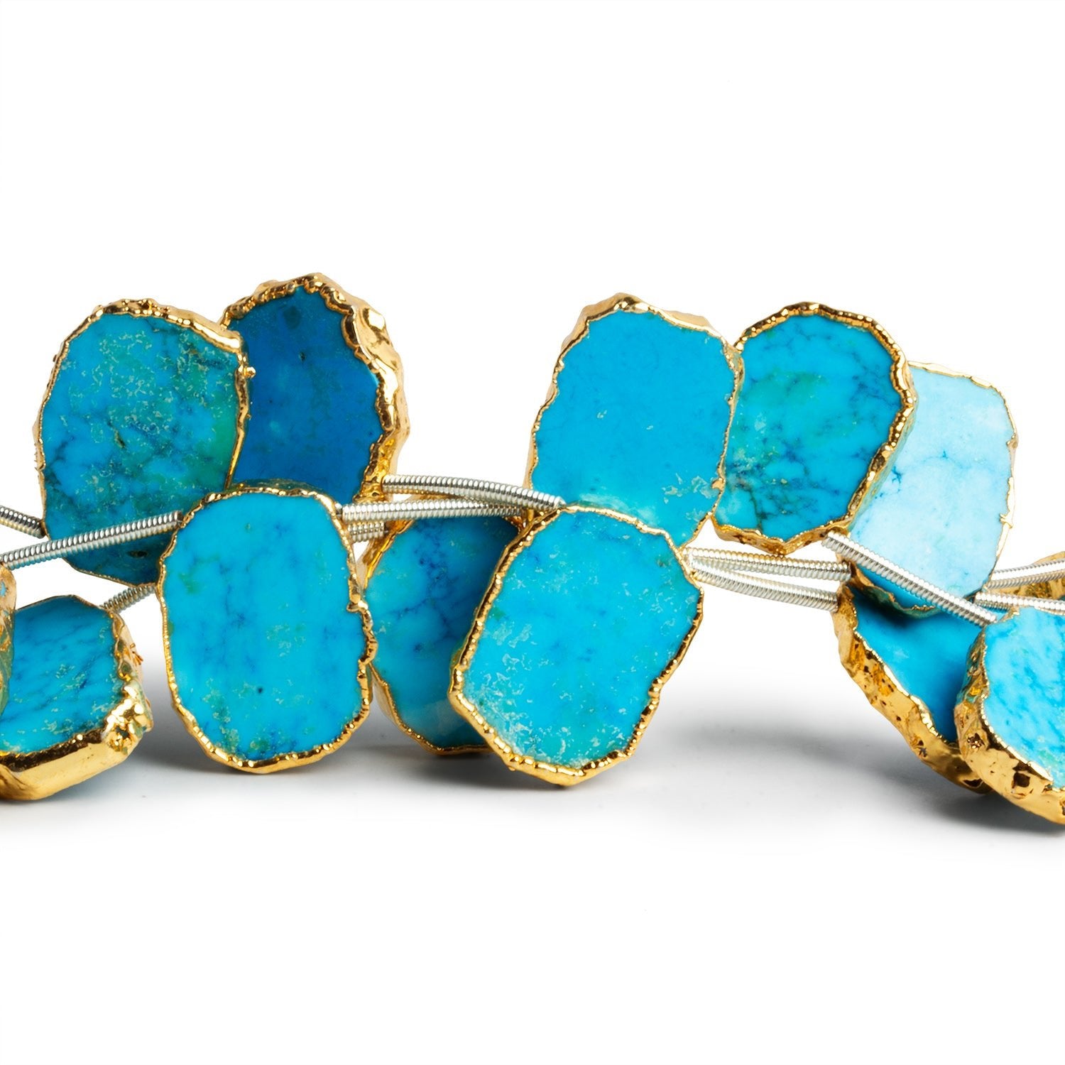 18x14mm Gold Leafed Howlitw Top - Drilled Slices 9 inch 11 beads - The Bead Traders