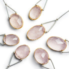 18x14mm Gold Leafed Rose Quartz Oval Pendant 1 Bead - The Bead Traders