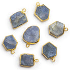 18x14mm Gold Leafed Sapphire Slice Pendant 1 Bead - The Bead Traders