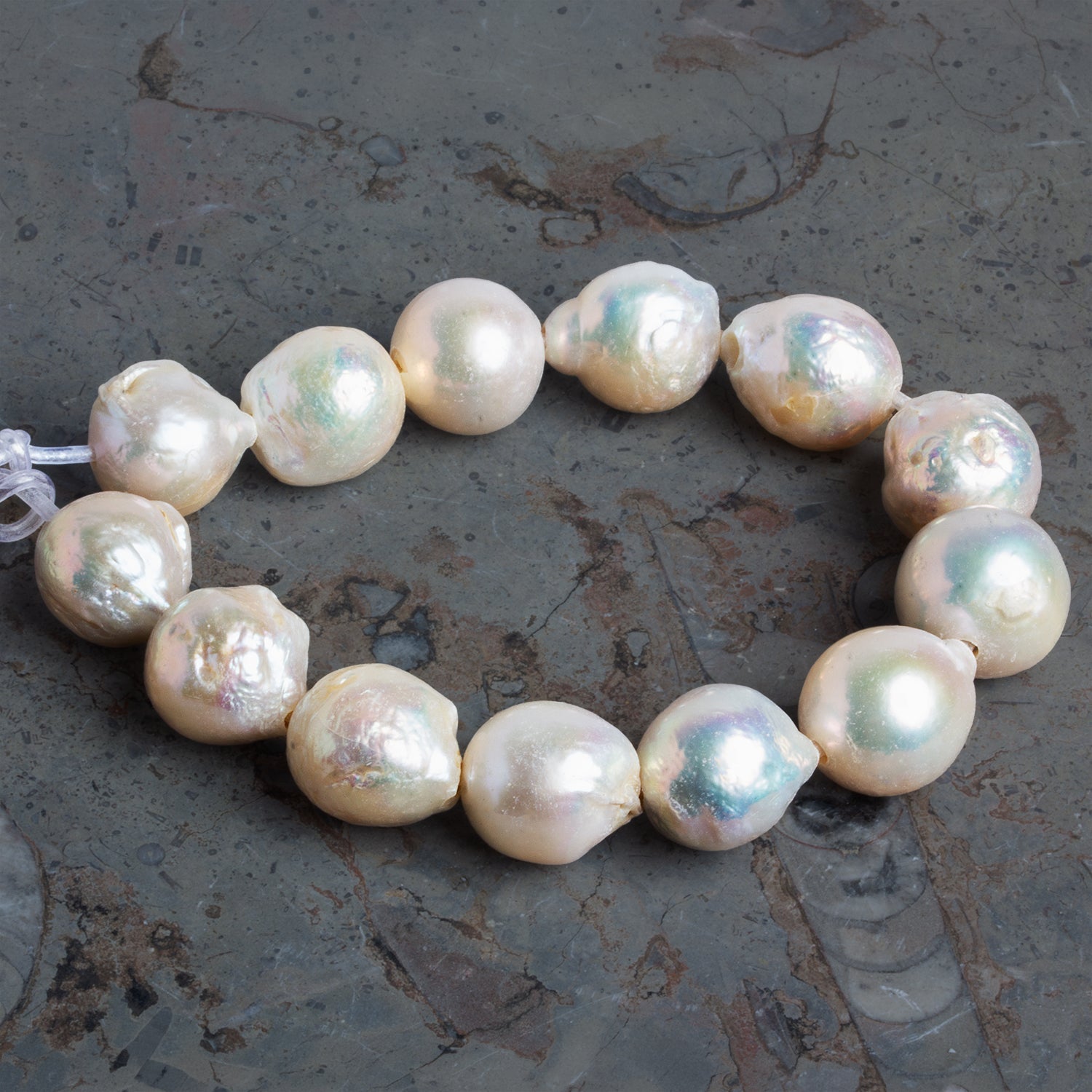 18x14mm Off White 2.5mm Large Hole Ultra Baroque Pearls 7.5 inch 12 beads - The Bead Traders