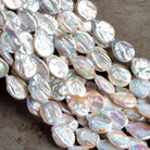 18x14mm Off White Flat Oval Pearls 15 inch 21 beads - The Bead Traders
