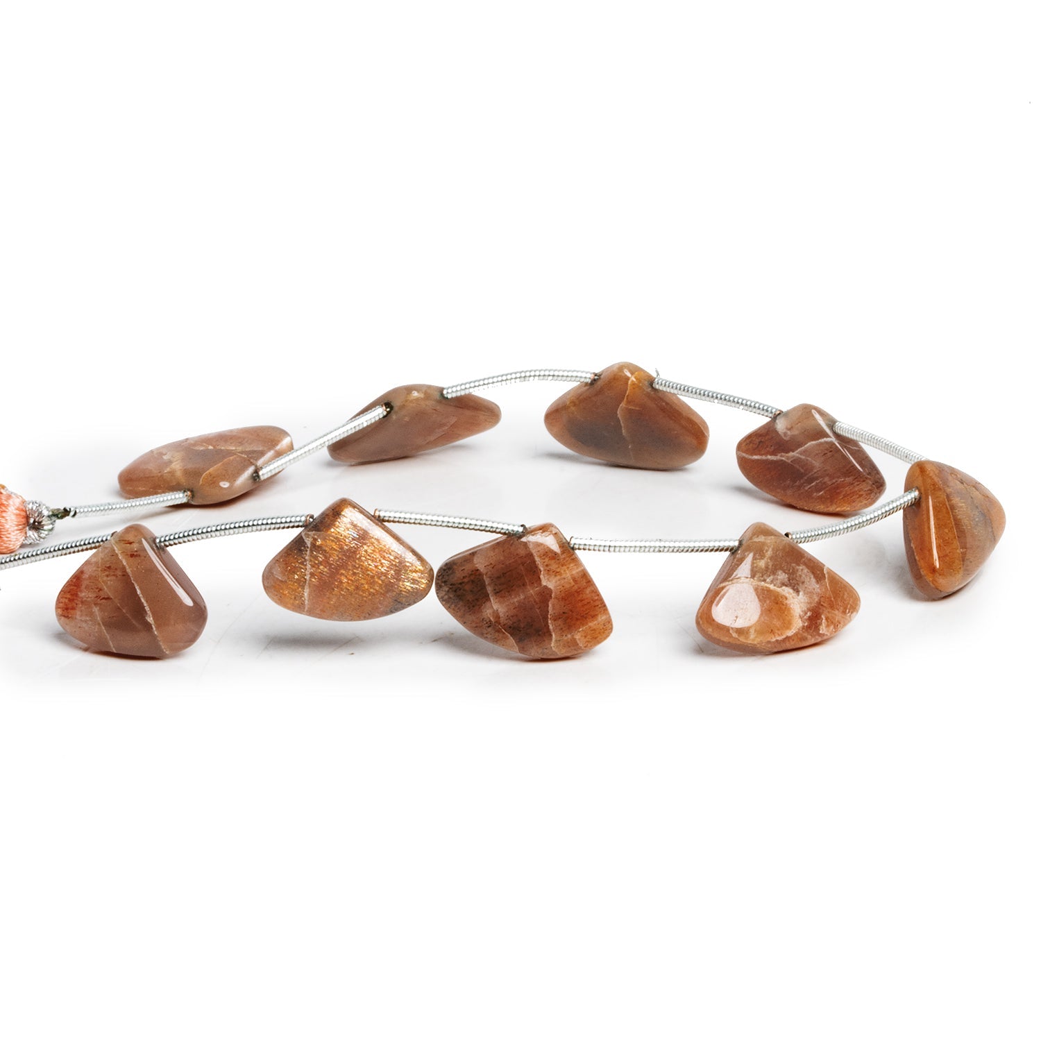 18x14mm Sunstone Plain Fan 7 inch 8 beads - The Bead Traders