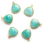 18x14mm Vermeil Bezeled Amazonite Triangle Pendant 1 Bead - The Bead Traders