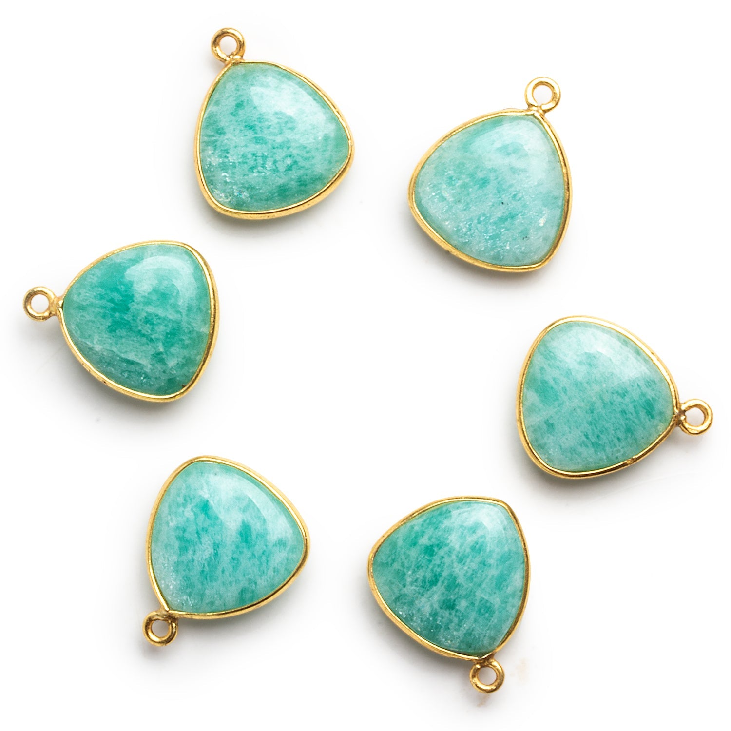 18x14mm Vermeil Bezeled Amazonite Triangle Pendant 1 Bead - The Bead Traders