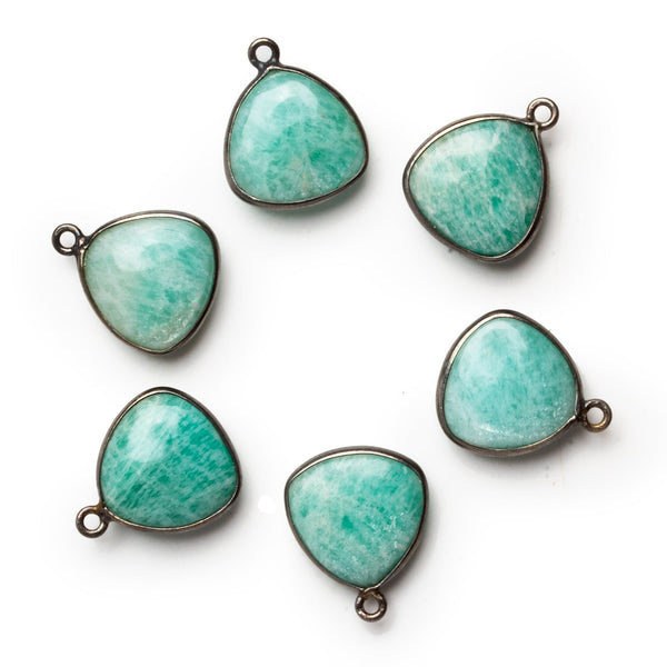 18x15mm Black Gold Bezeled Amazonite Triangle Pendant 1 Bead