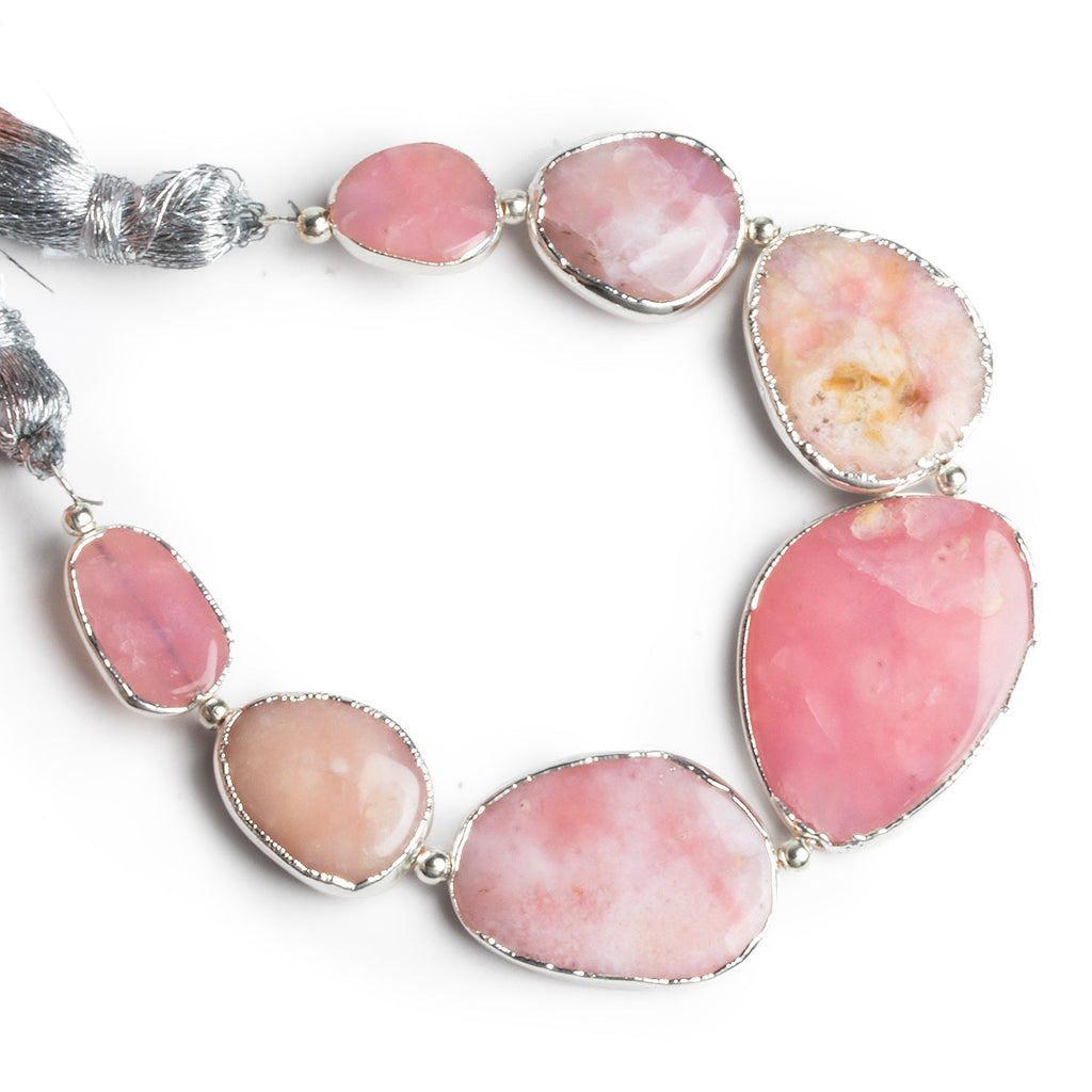 18x15mm Silver Leafed Pink Peruvian Opal Nuggets 4 inch 7 beads - The Bead Traders
