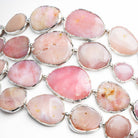 18x15mm Silver Leafed Pink Peruvian Opal Nuggets 4 inch 7 beads - The Bead Traders