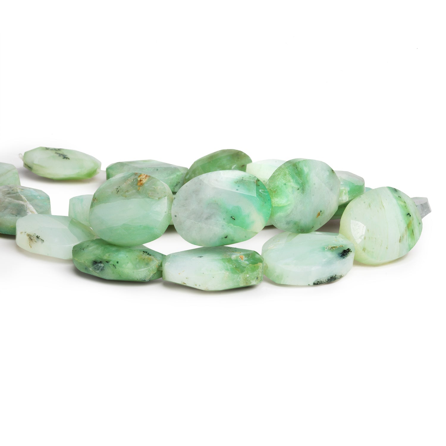 18x16mm Blue Peruvian Opal Faceted Ovals 16 inch 19 beads - The Bead Traders