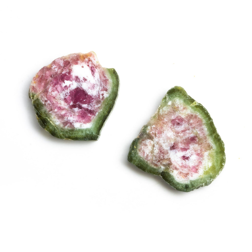 18x17mm Watermelon Tourmaline Slice Beads - Set of 2 - The Bead Traders