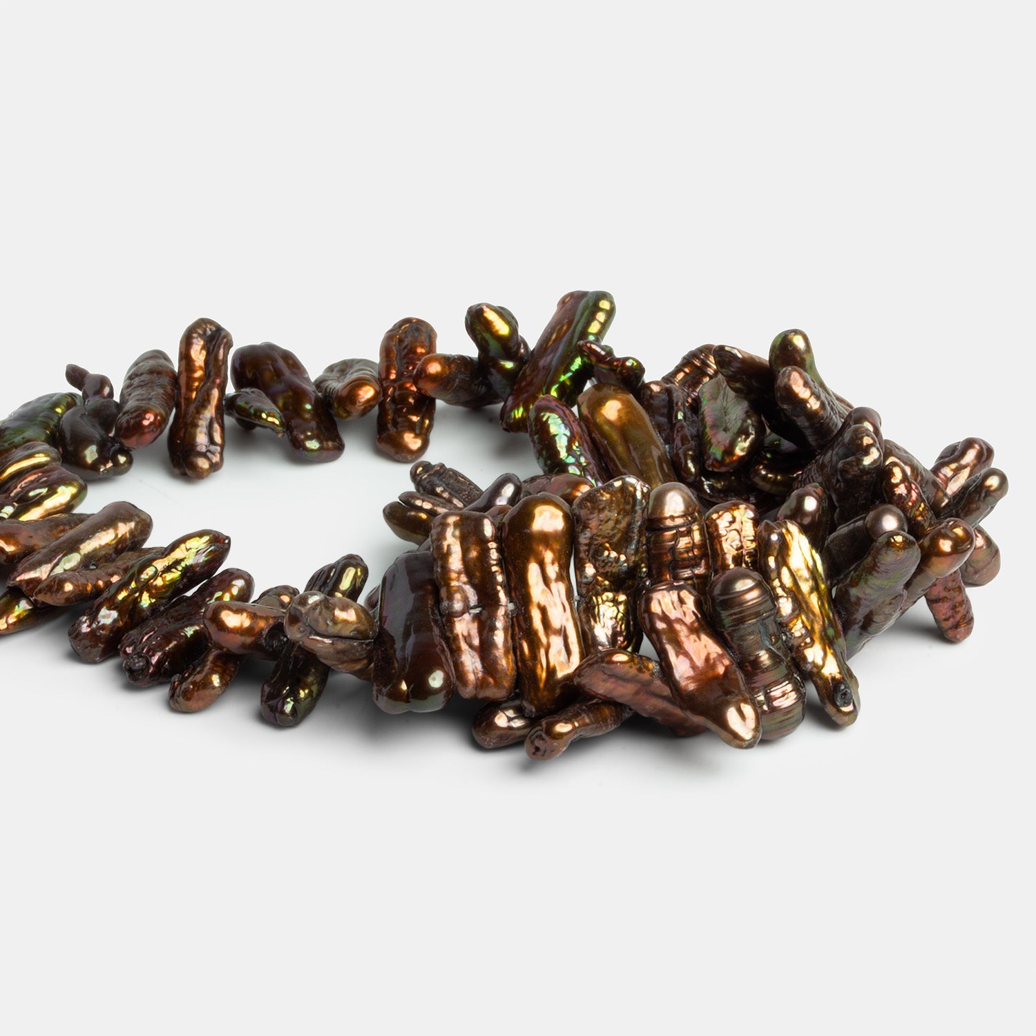 18x7mm Bronze Biwa Pearls 16 inch 64 beads - The Bead Traders