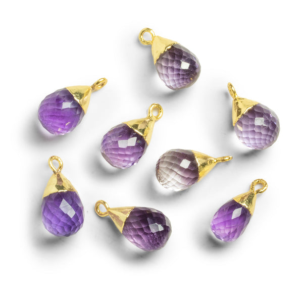 18x9mm Gold Leafed Amethyst Faceted Teadrop Pendant 1 Bead