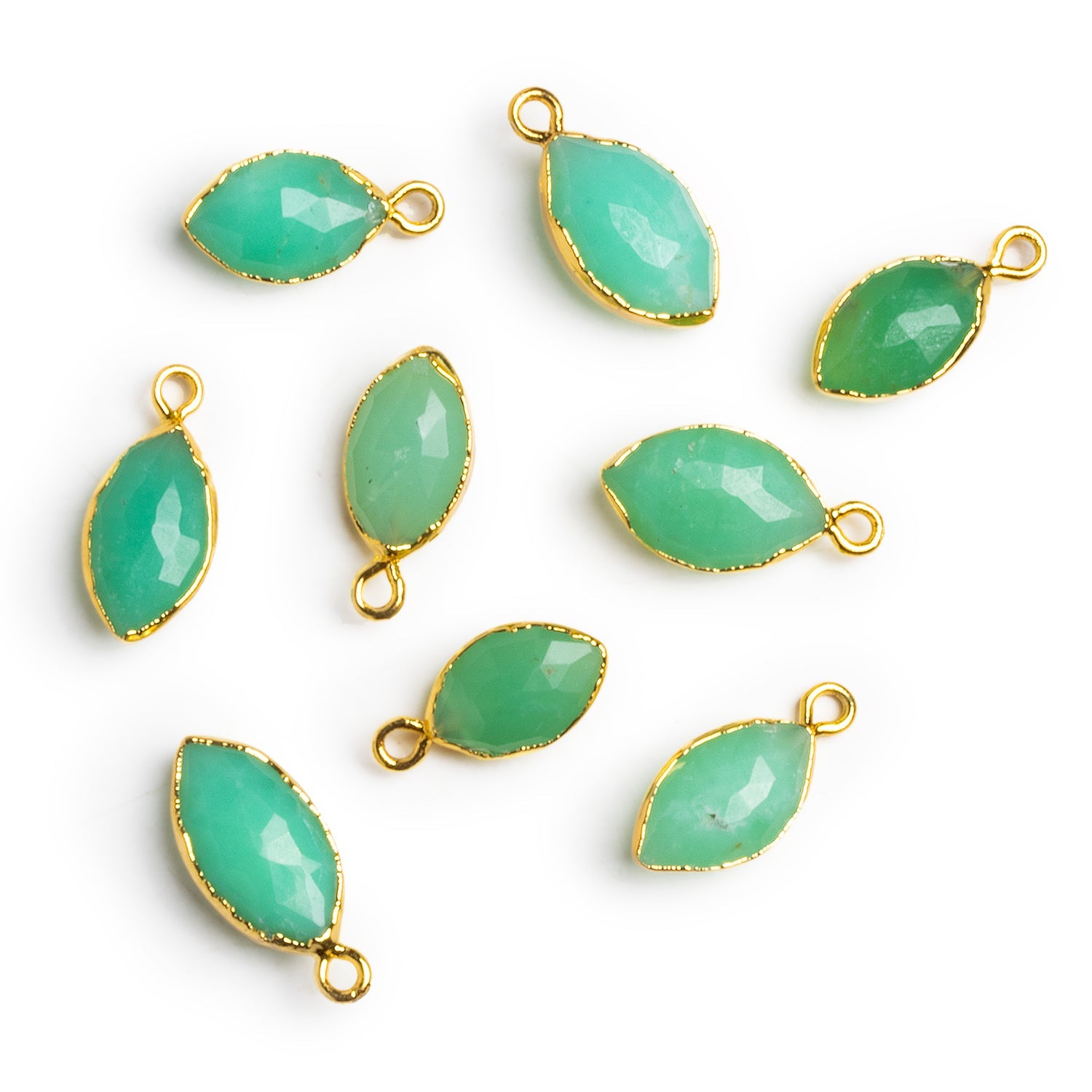 18x9mm Gold Leafed Chrysoprase Marquise Pendant 1 Bead - The Bead Traders