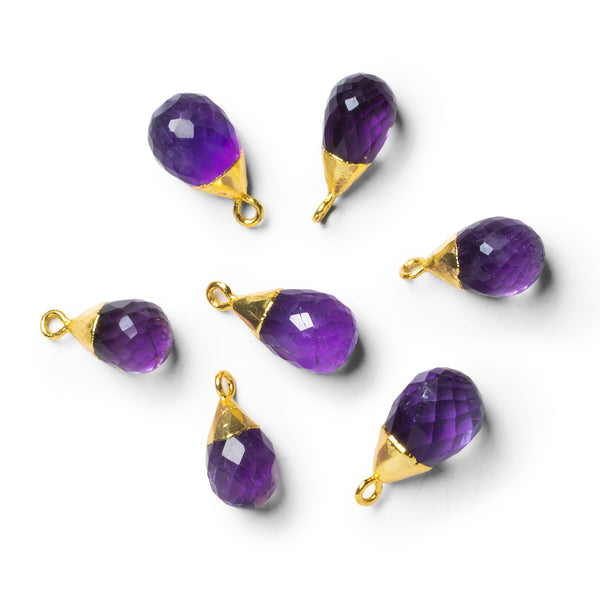 18x9mm Gold Leafed Dark Amethyst Faceted Teardrop Pendant 1 Bead