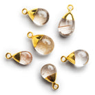 18x9mm Gold Leafed Rutilated Quartz Pear Pendant 1 Bead - The Bead Traders