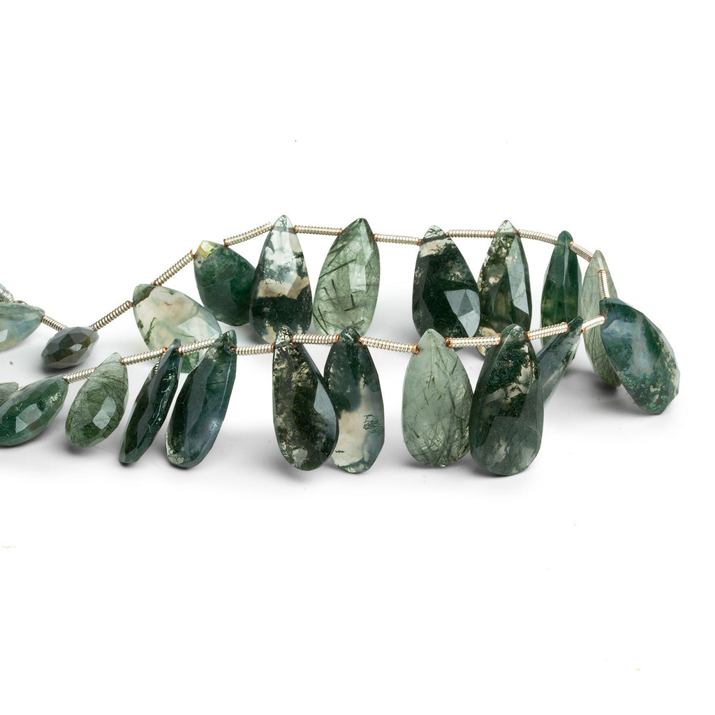 18x9mm Moss Agate Faceted Pears 8 inch 20 beads - The Bead Traders