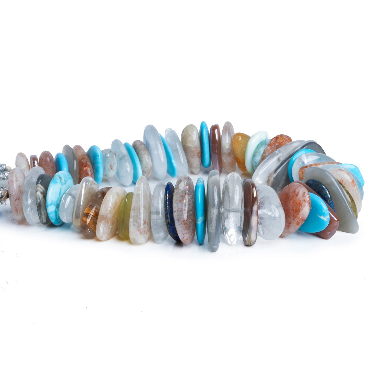 18x9mm Multi Gemstone Long Chips 7.5 inch 51 beads - The Bead Traders