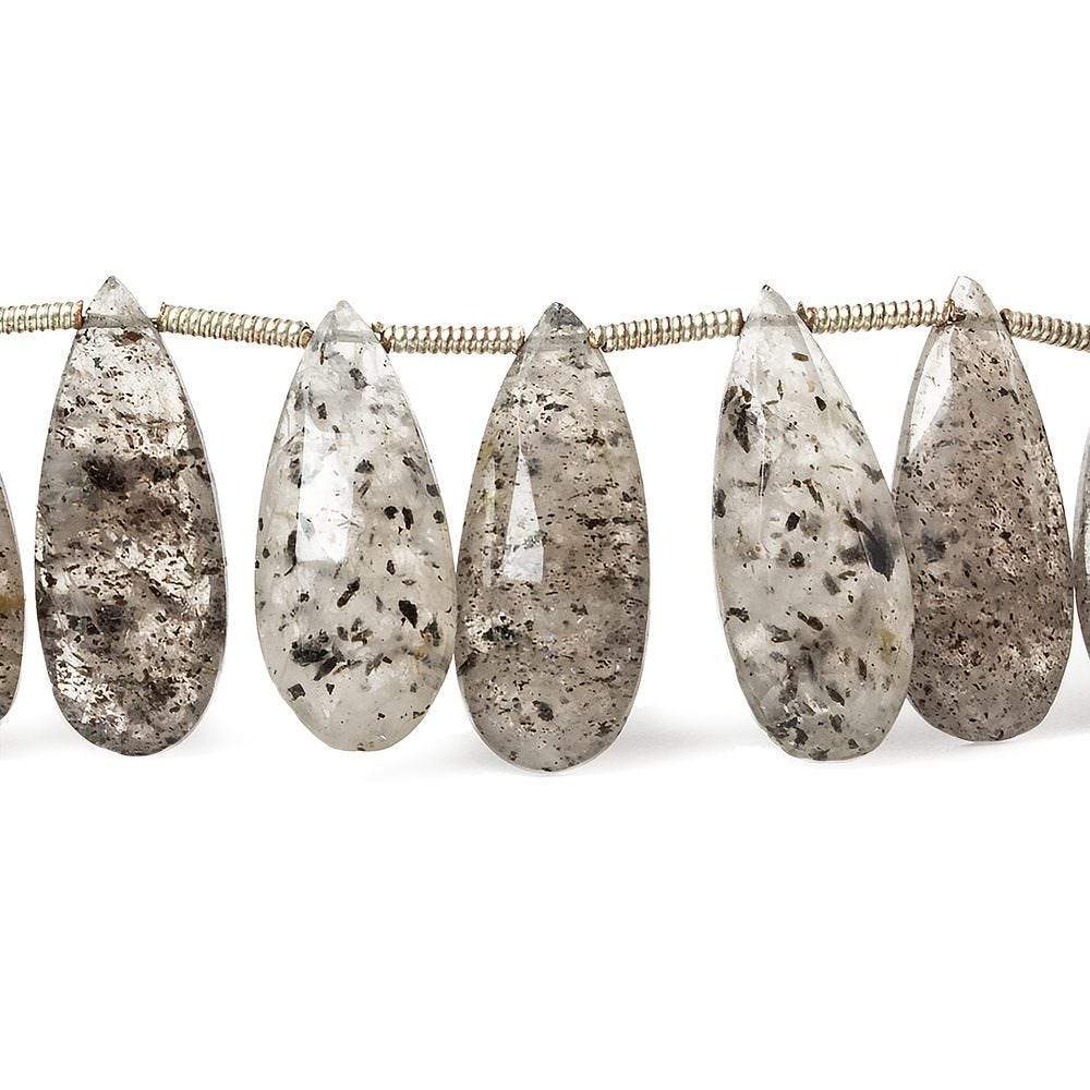19 - 20mm Moss Quartz Faceted Pears 8 inch 23 beads - The Bead Traders