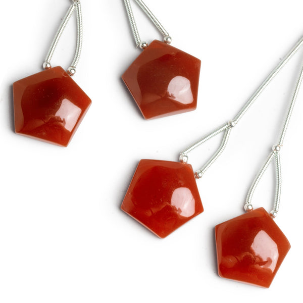 19mm Red Chalcedony Hexagon Focals Set of 2 Beads